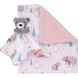 Nojo Brand - Baby Girls Security & Sherpa Blanket Gift Set, Pink